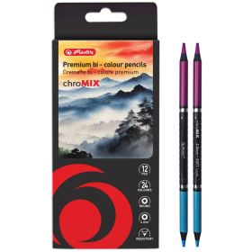 Creioane colorate bicolore HERLITZ ChroMIX, 12 buc/set